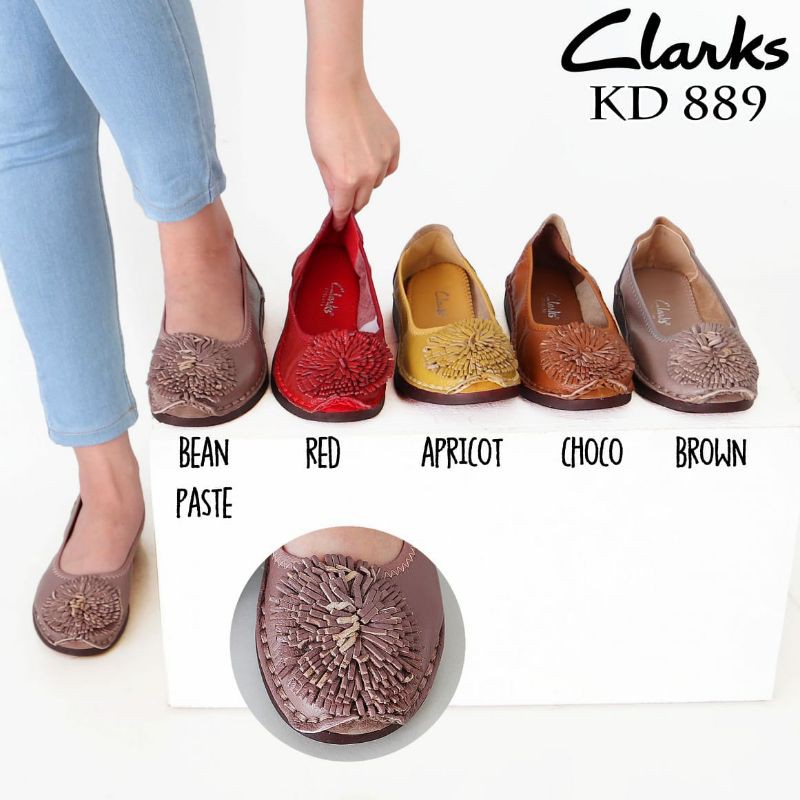 Clarks Bunga Matahari KD889 / Sepatu Clarks Flat leather