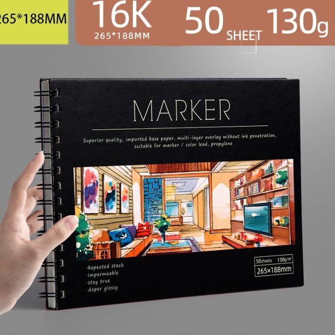 

Marker Pad 50 Sheets 130g Professional No Penetration Paper Sketchbook - 16K