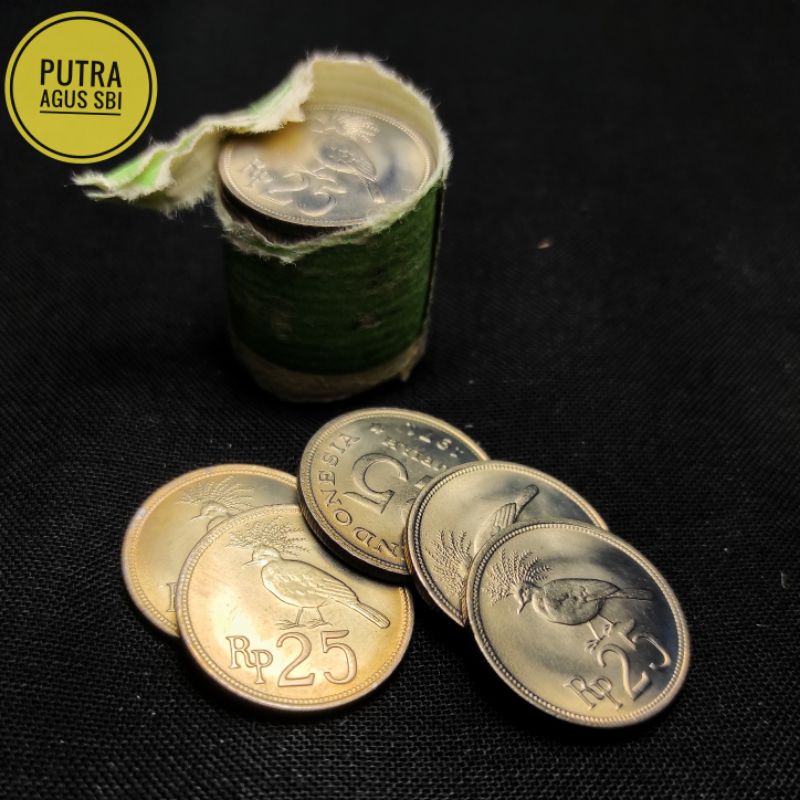 Uang koin 25 rupiah tahun 1971 LUSTER buka Roll