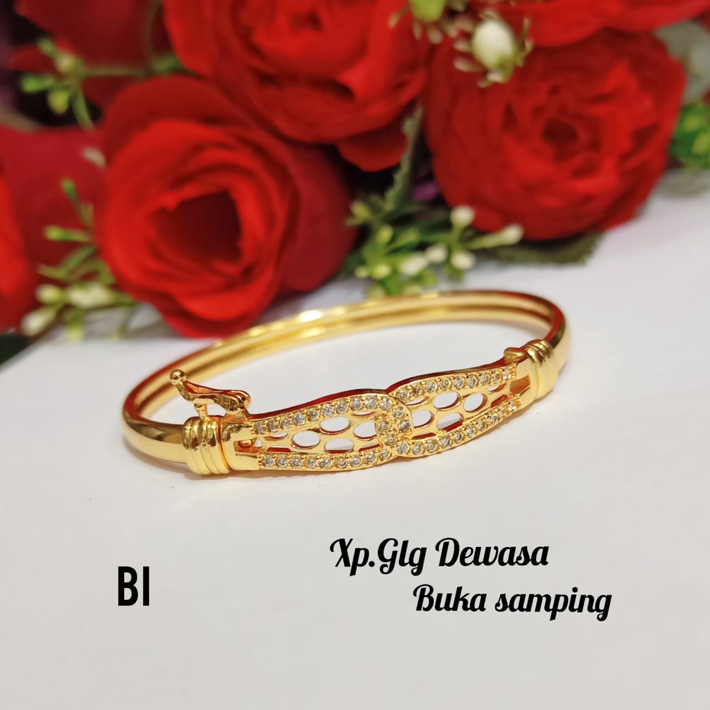 Gelang Bangkok TITANIUM dewasa variasi motif simple Gold,tidak karat COD