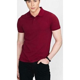 ☇ Kaos Kerah Polos Merah Marun Bahan Polo Lacoste Halus ✽