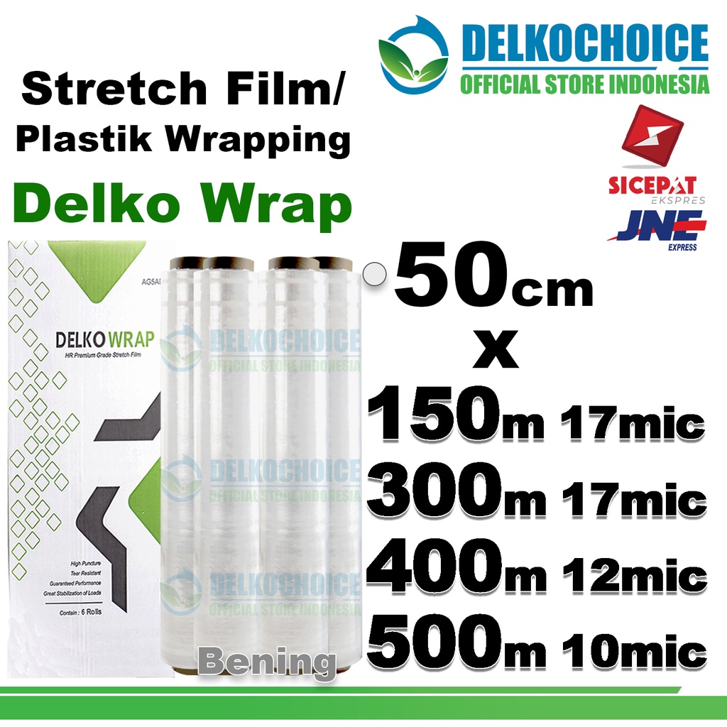 

Plastik Wraping Stretch Film 50cm BENING DELKOWRAP Pembungkus PREMIUM KARGO / DUS