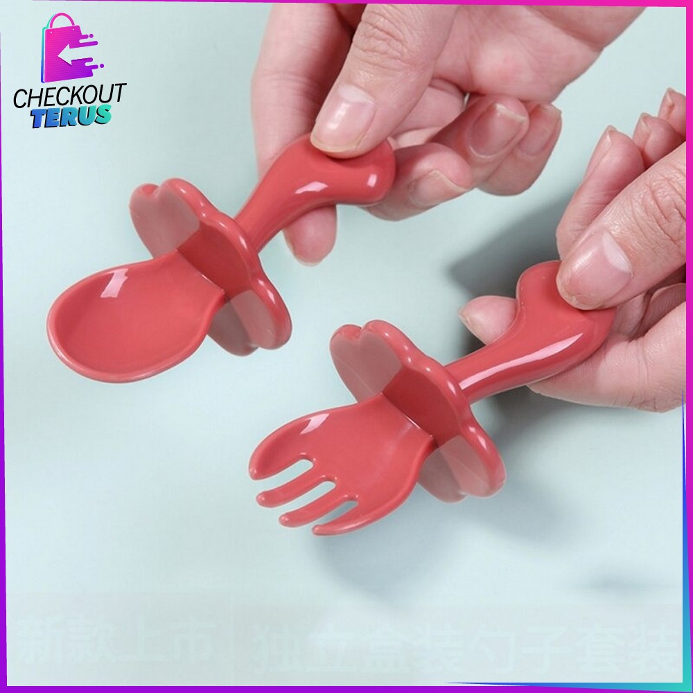 CT C51 Sendok Garpu Set Bayi Perlengkapan Alat Makan Bayi Training Spoon &amp; Fork Alat Makan Anak Bayi Perlengkapan Set Makan Bayi Lucu