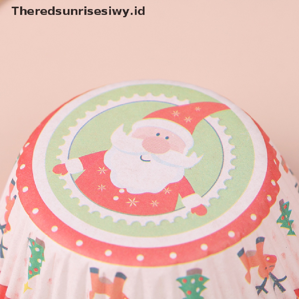 # Alat Rumah Tangga # 100 Pcs Cup Liner Cupcake Muffin Desain Natal Untuk Baking