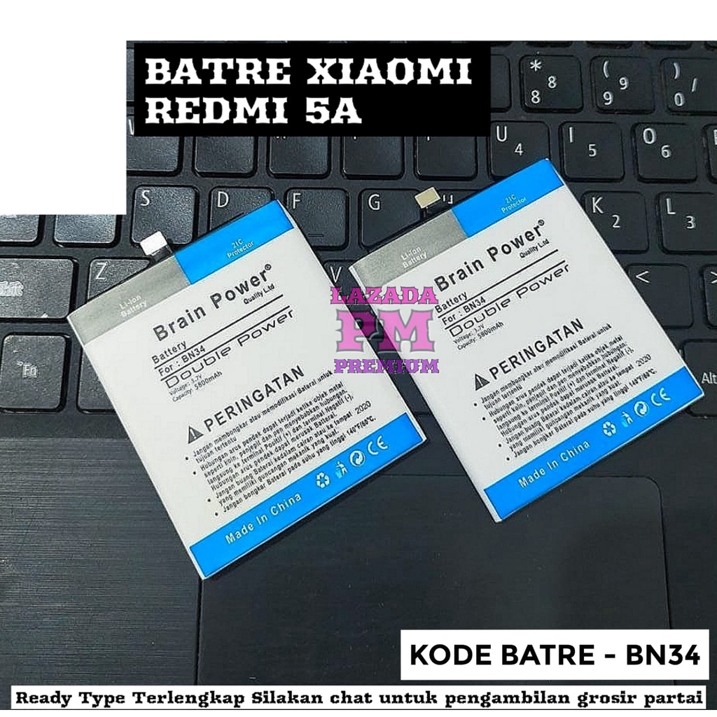 Battery Xiaomi BN34 Baterai Batre Xiaomi Redmi 5A BN 34 Double Power 2ic Brain Power