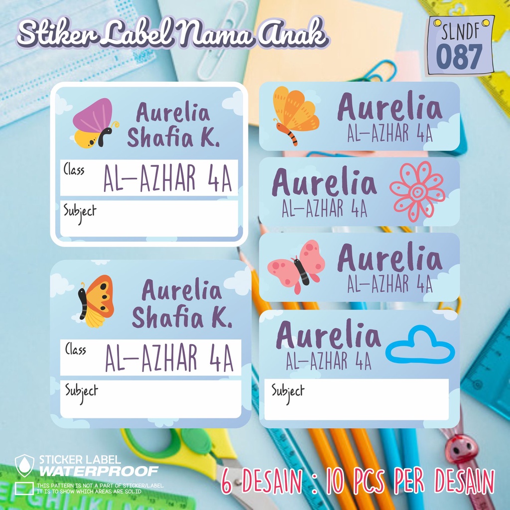 

stiker label nama waterproof anak murah sekolah sepatu buku SLNDF 087