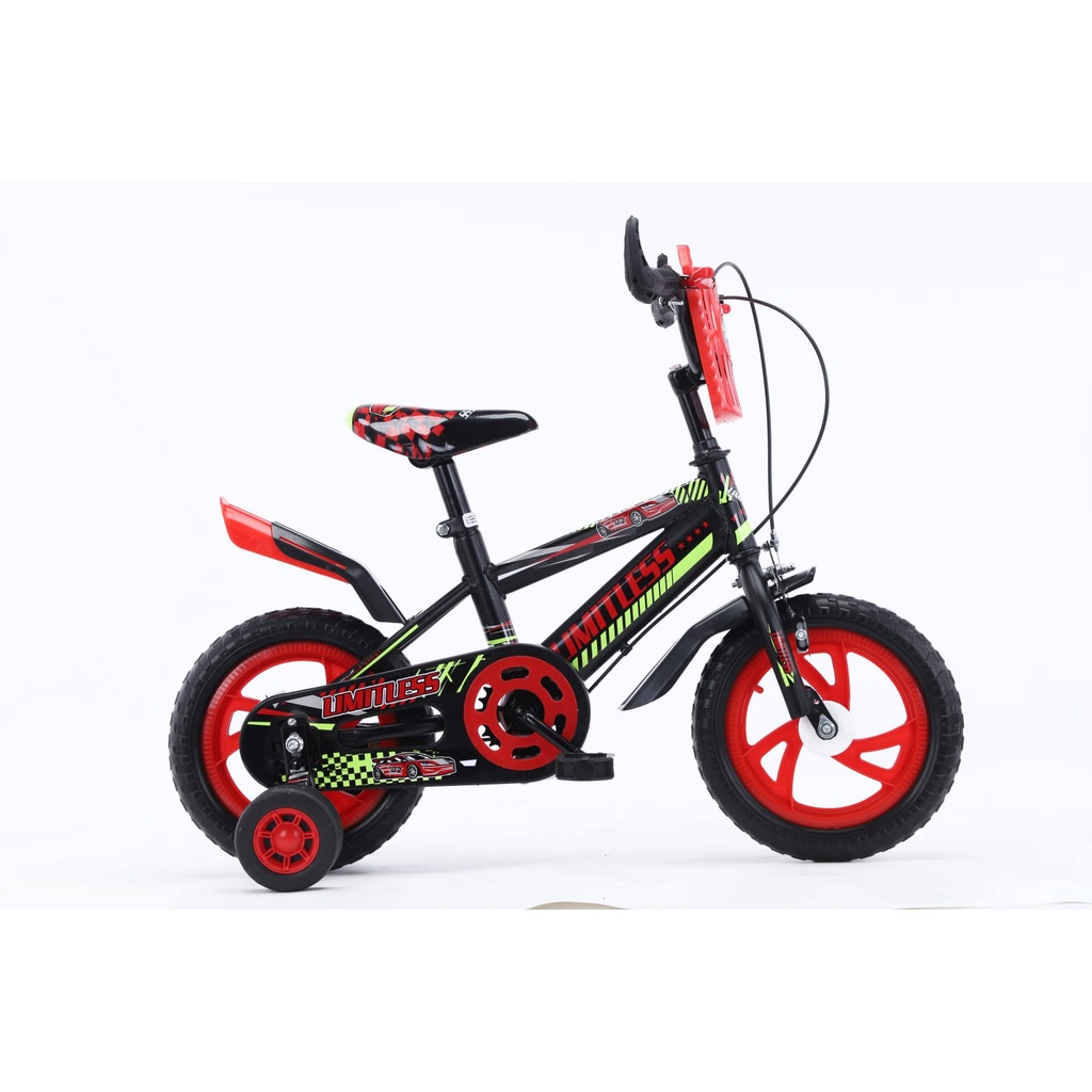 Sepeda Anak Laki BMX 12 Inch LIMITLESS ban busa Ban eva ban mati-merah