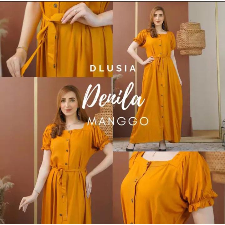 Dress Polos Dlusia Denila Gamis Polos Daster Dress Modern LD 110cm PB 135cm Muat BB 65kg mat Rayon super halus tidak nerawang