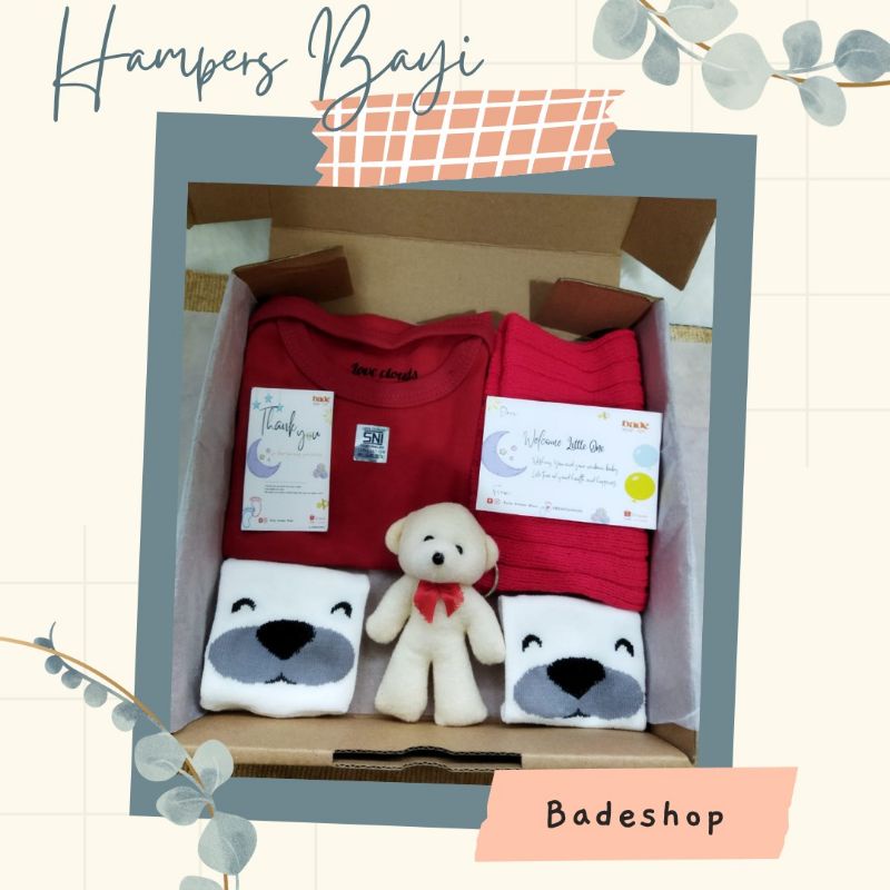 hampers baju bayi Unisex / kado bayi  / kado sepatu bayi / parsel murah /hampers baby/ kado baby / hampers bayi / hampers new born / kado lahiran / hampers lahiran / hampers / kado-Hemat Merah