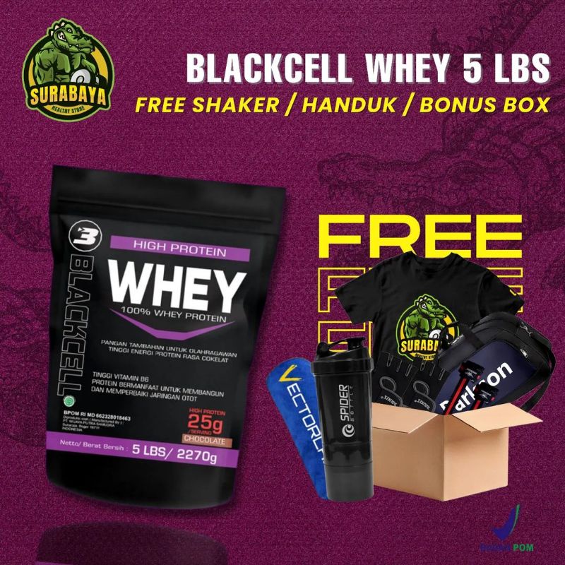 BLACKCELL WHEY PROTEIN 5 LBS BPOM HALAL BLACK CELL WPC 5LBS NOT WPI ISOLATE