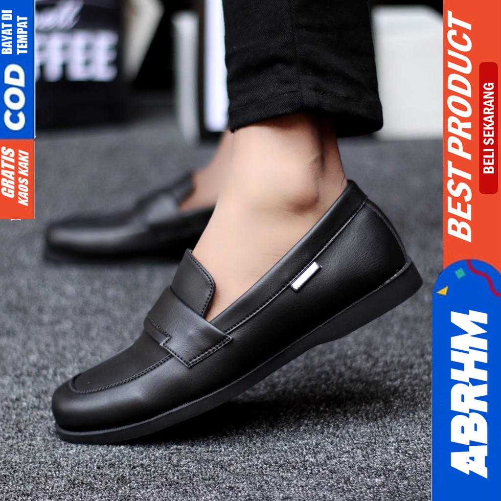 Abrhm Bruno - Sepatu Formal Casual Pria Pantofel Kerja Hitam