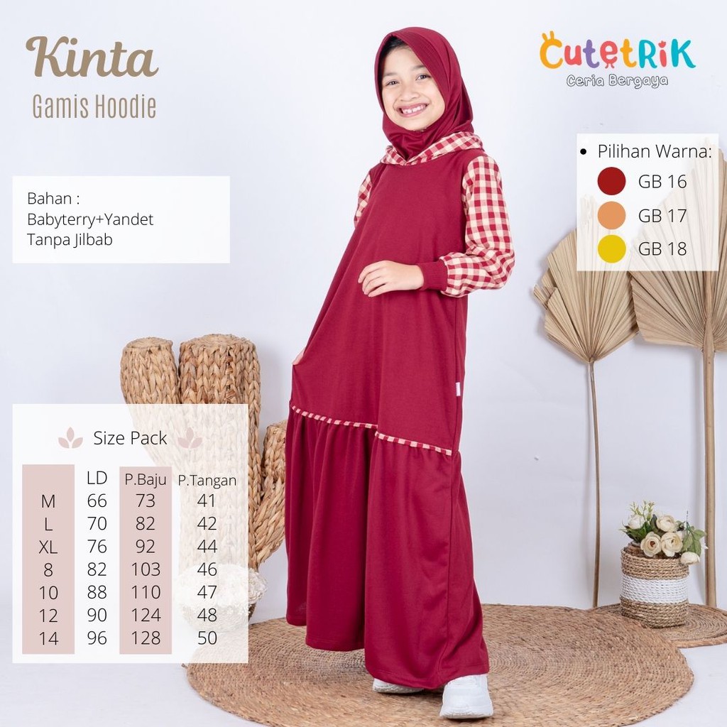 Couple Gamis Casual CUTETRIK Ibu dan Anak 3 tahun Remaja Bahan Babyterry Motif Kotak Model Hoodie
