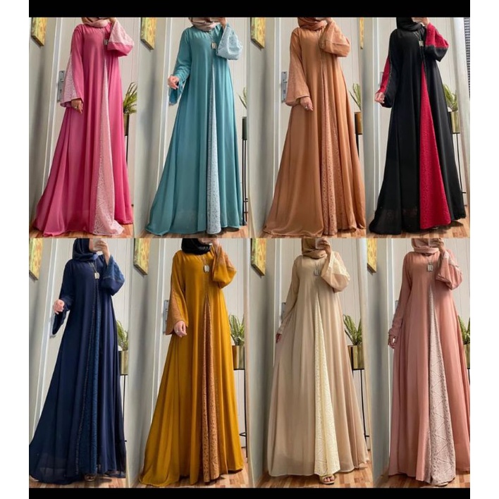 abaya ceruty mix borkat soray dres(hitam)