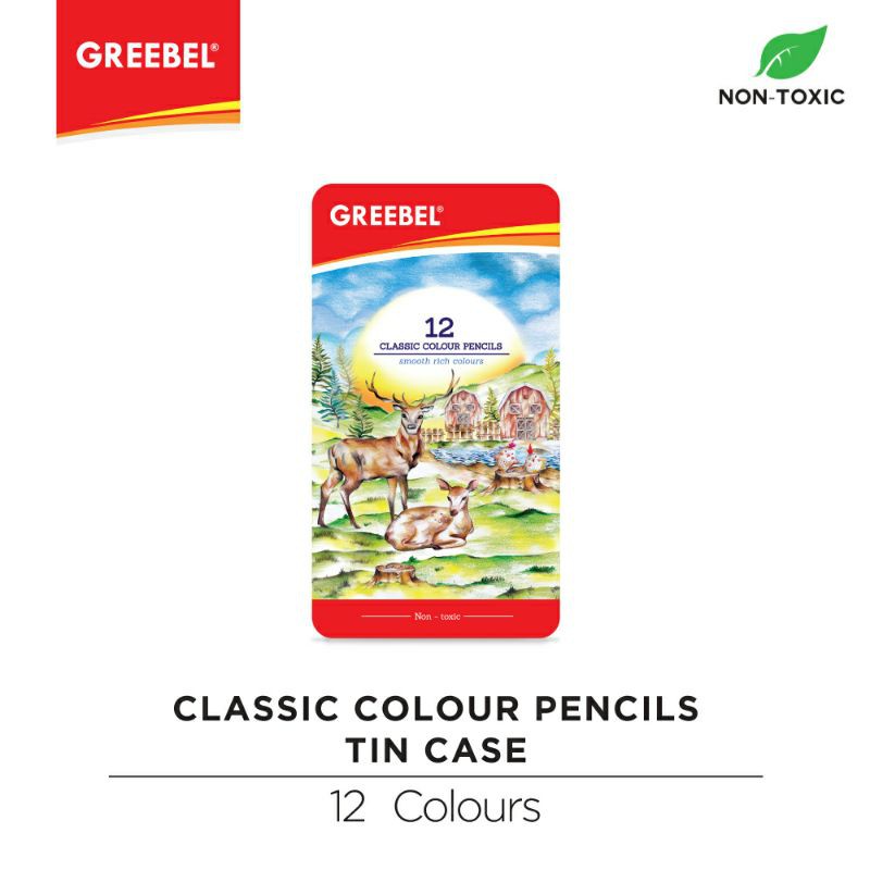 PENSIL WARNA / WARNA CERAH / BAHAN KUAT GREEBEL / GREEBEL 1712 CLASSIC COLOR PENCIL TIN CASE