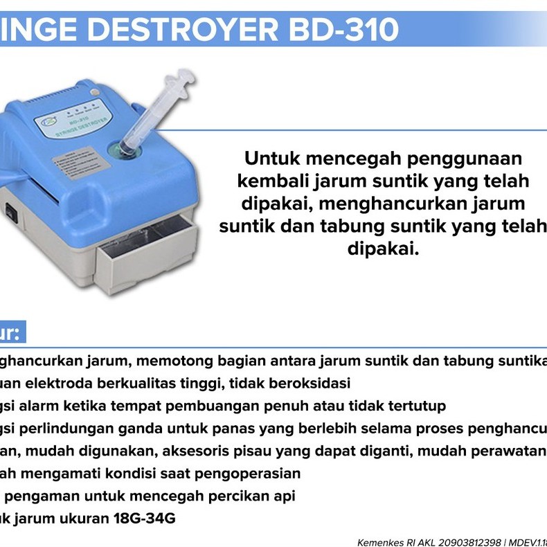 Nesco Syringe Destroyer BD-310 / Alat penghancur Jarum Suntik