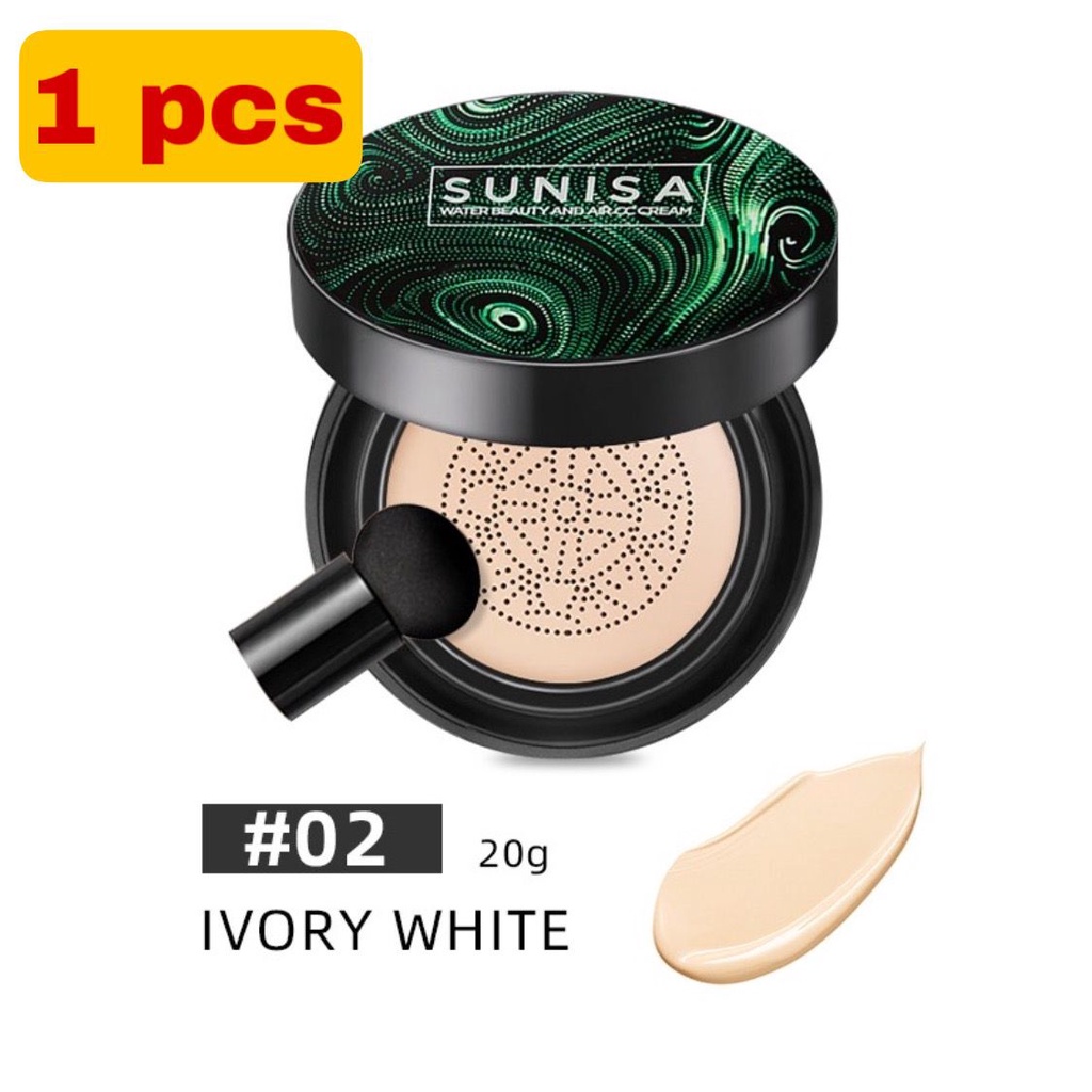 ( BPOM & 100% ORIGINAL ) SUNISA MUSHROOM HEAD AIR CUSHION  | BB & CC CREAM MOISTURIZING | BEDAK TAHAN AIR-1 PCS IVORY WHITE