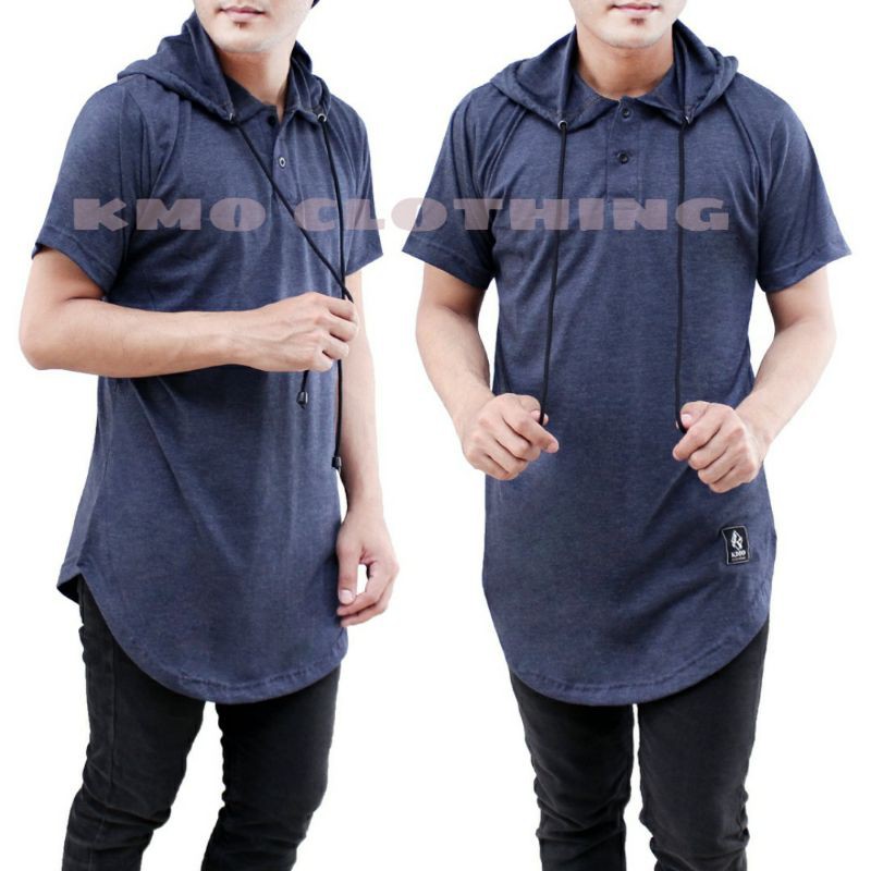 KMO Kaos Kurta Hoodie Pria Muslim Lengan Pendek