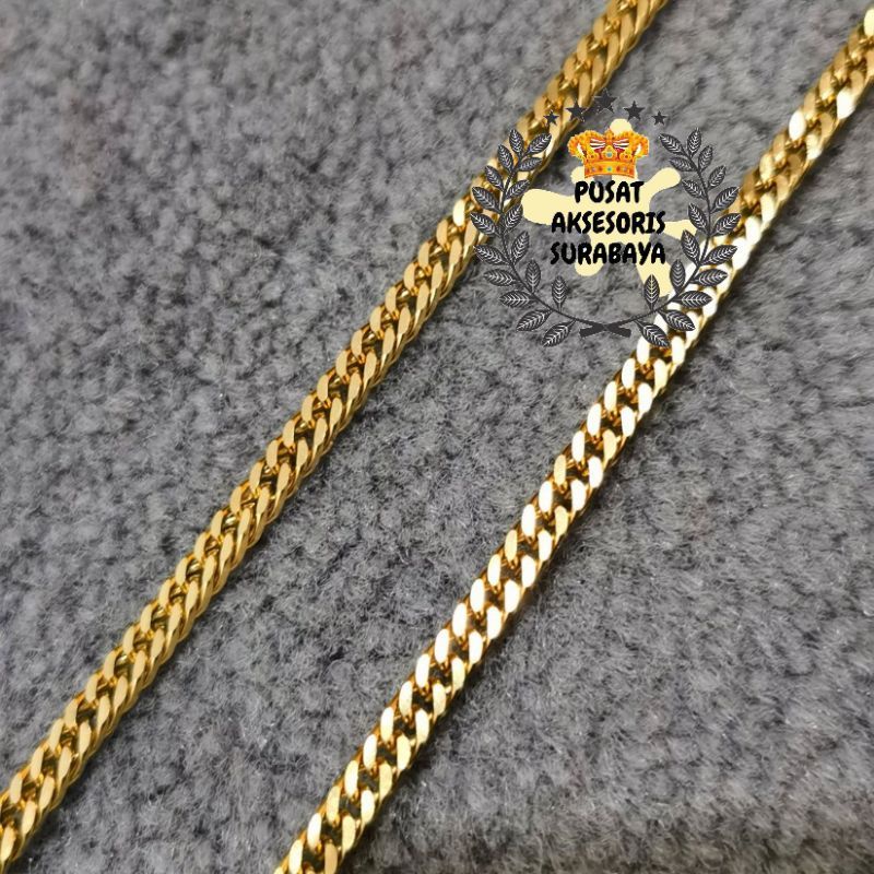 KALUNG TITANIUM RANTAI PADAT GOLD SILVER 3 MM  STAINLESS STEEL KALUNG WANITA PRIA