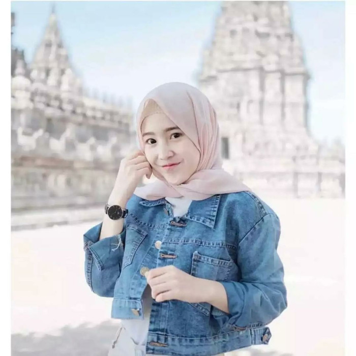 jaket jeans wanita jaket levis/denim wanita jaket crop cewek - snow blue