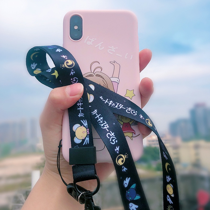 Sakura ponsel lanyard anti-lost halter pendek dan panjang tali pergelangan tangan tahan lama liontin