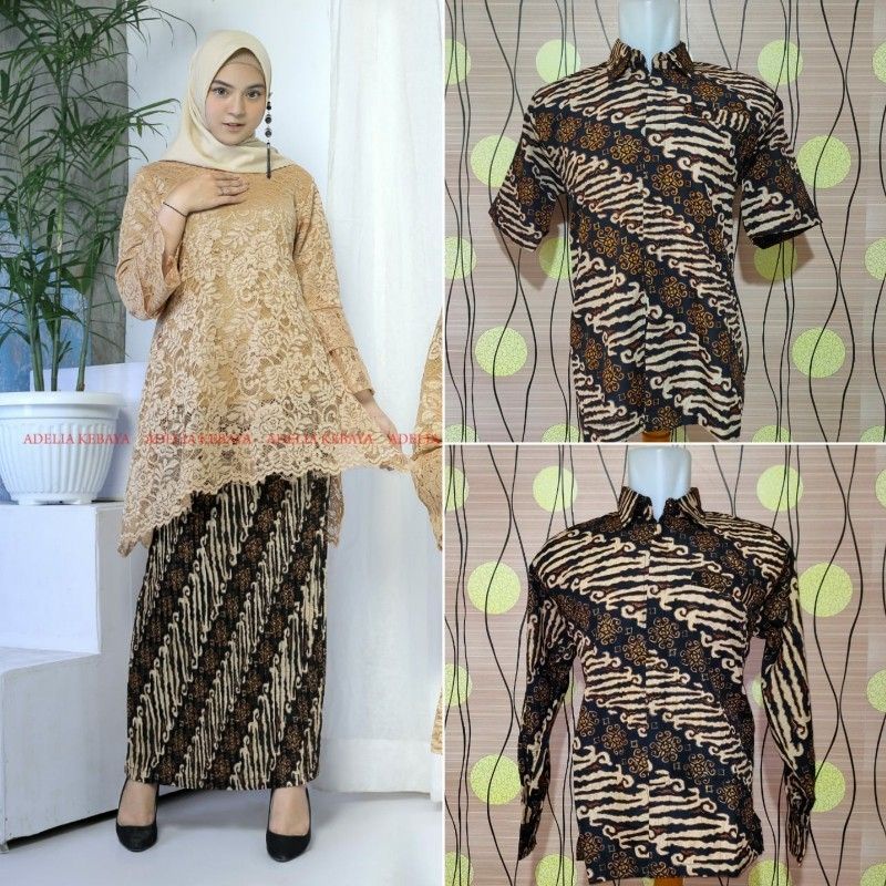 IndahKebaya | COUPLE KEBAYA JUMBO SAMPAI LD 130CM / KEMEJA BATIK CASUAL PRIA / KEBAYA RINJANI BROKAT