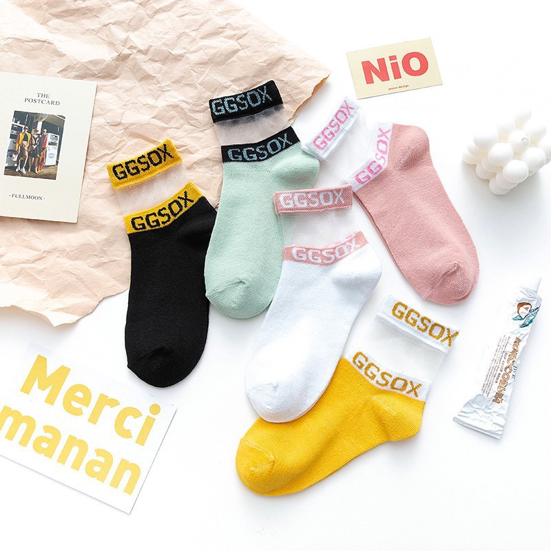 MURMURE.ID | KAOS KAKI IMPORT CEWEK TRANSPARAN DAISY ALA KOREA KAUS KAKI WANITA TRAWANG LUCU-7