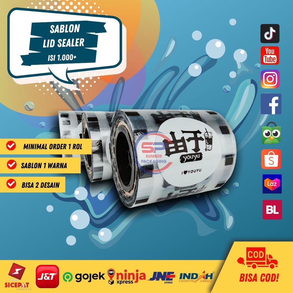 SABLON LID SEALER SABLON PLASTIK ROLL TUTUP CUP CUSTOM