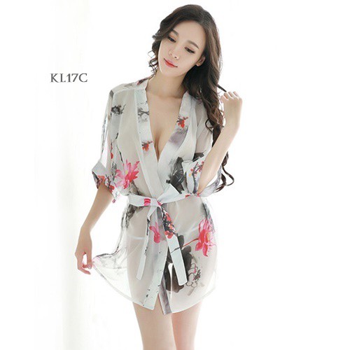 [PRODUK TERBATAS] LINGERIE KIMONO FLORAL PUTIH KL17C