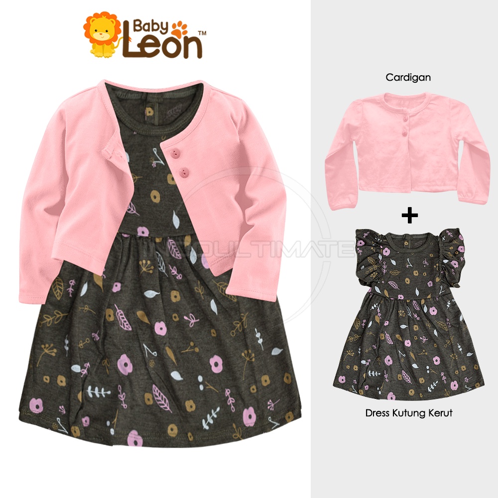 BABY LEON Setelan Cardigan Bayi + Dress Bayi Pakaian Bayi Perempuan SBJ-CR1 Rok Bayi Perempuan Baju Bayi Balita Cewek Baju Pesta Bayi Jaket Outer Bayi Baju Dress Gaun Bayi Perlengkapan Bayi Perempuan Bayi Cewek