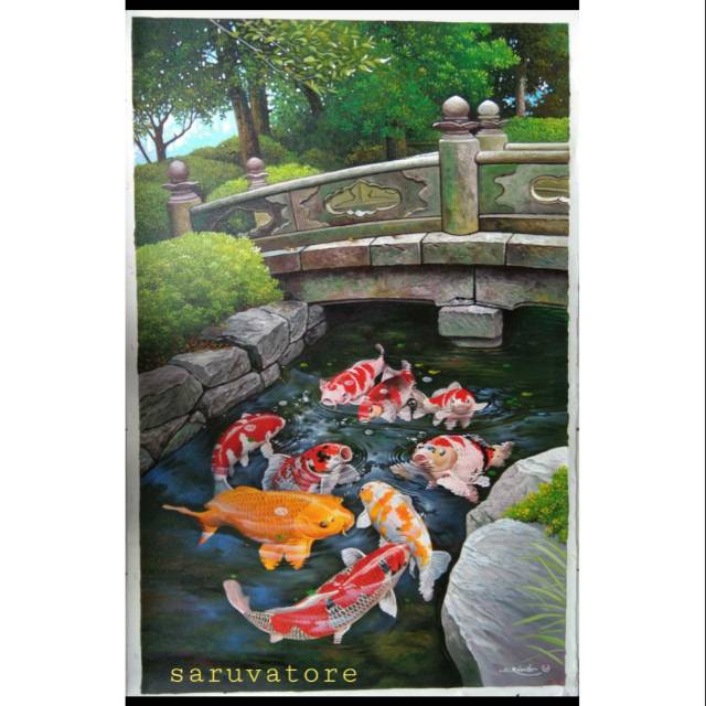 Lukisan Ikan Koi Fengsui Superr apiiik terrrbaekkk