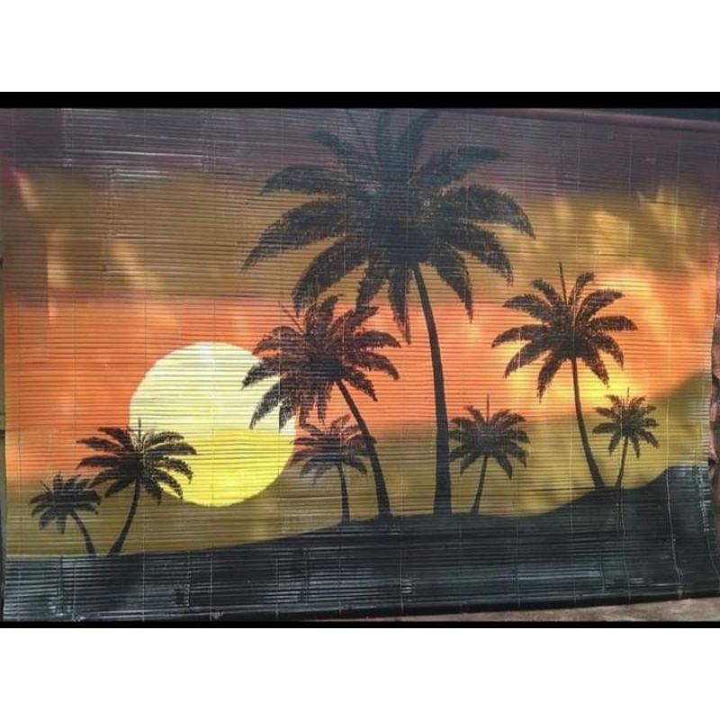 TIRAI BAMBU KEREY BAMBU MOTIF SUNSET UK 3X2,5 METER