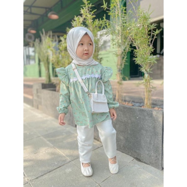 Pilih Motif Atasan Anak Perempuan | Blouse Anak Perempuan KINAN Bahan Mango Crinckle Kekinian | Atasan Lengan Panjang Anak Perempuan Lucu