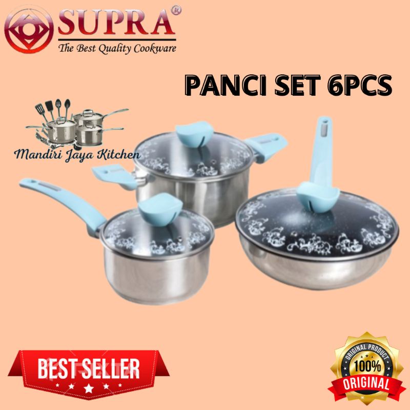 Panci Supra 7pcs Stainless Steel PASTEL/Panci Supra 6pcs Stainless Steel PASTEL