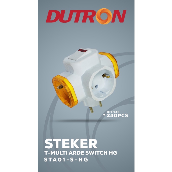 Dutron Stop Kontak T Arde Switch Colokan Cabang 3 DV-STA-01S-HG SNI