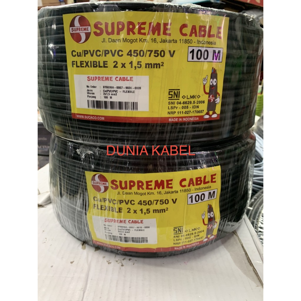 Kabel Listrik Serabut /NYYHY Supreme 2x1.5 2x1,5 per-meter