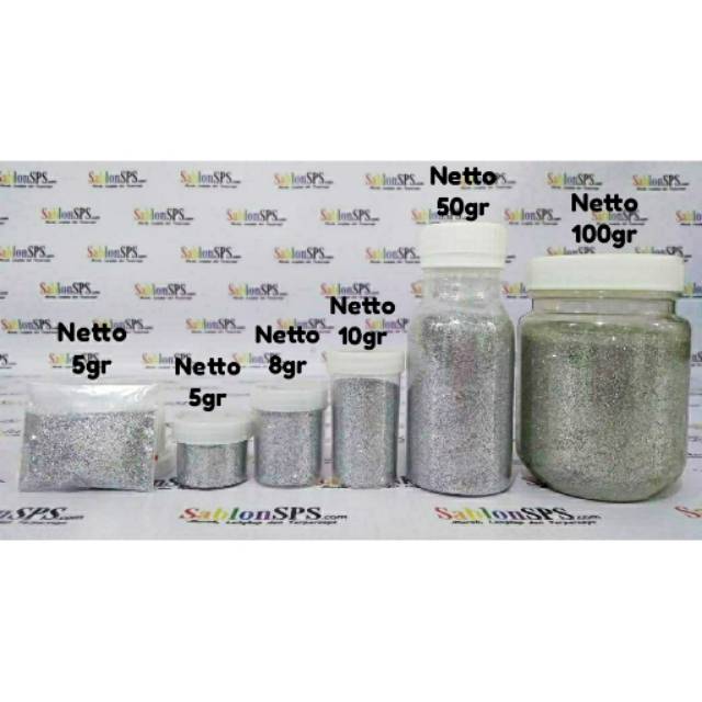 Bubuk Gliter Perak  / Silver Glitter Powder 8gr Cup Medium