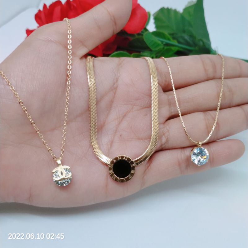 Kalung Titanium Perhiasan Aksesoris Lapis Emas Anti Karat Anti Luntur Lapis Emas 18,24 Karat