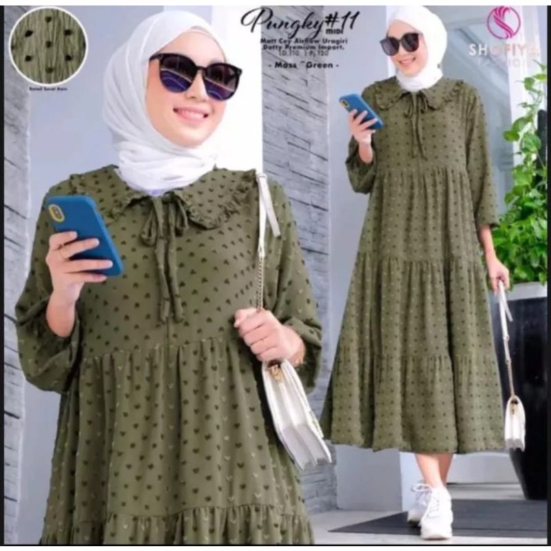 Gamis Ruby Crinkle Airflow premium // Uragiri terbaru 2022 //Midi dress Dotty Gamis home