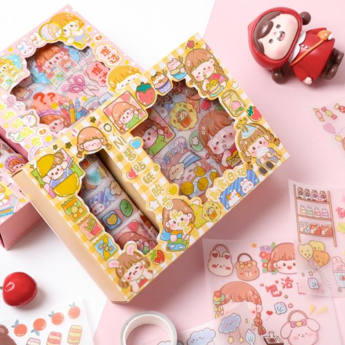 

(BISA COD) Stiker 1 Set Box 6 X 6 Karakter Lucu + Roll Stiker FREE ONGKIR Kode 875