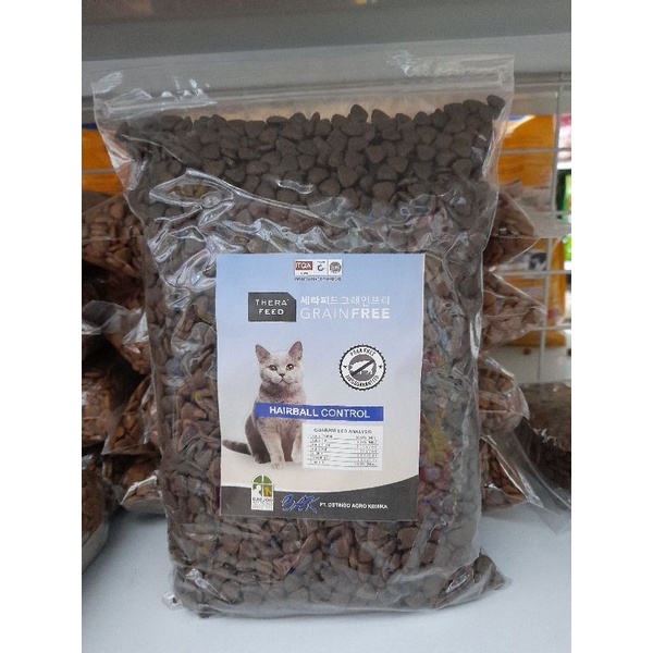 Makanan Kucing Therafeed Hairball repack 500g