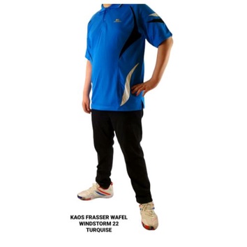 Kaos Olahraga Badminton Jogging Katun Windstorm 22 Turquise