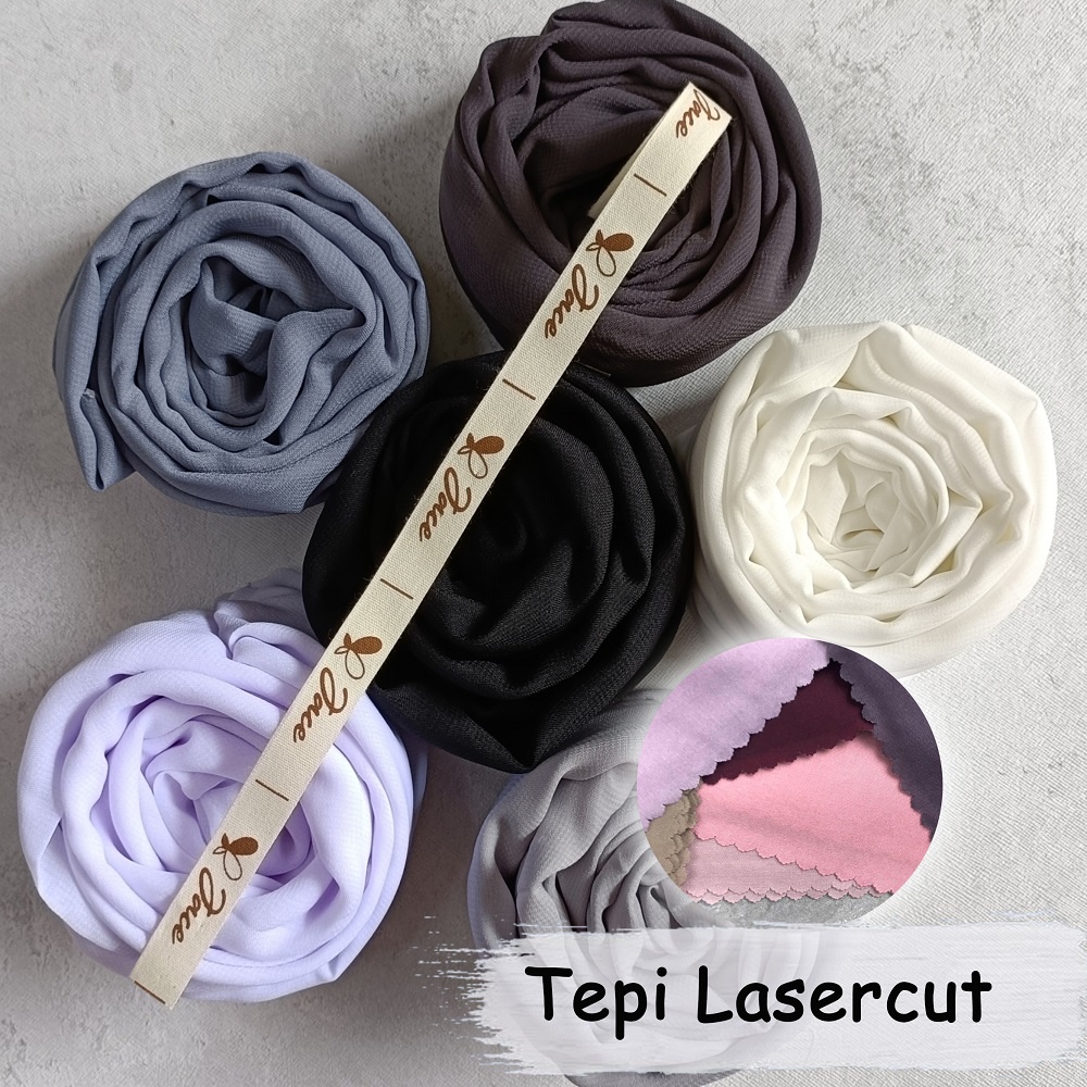 (PART 1) JACE BELLA SQUARE LASERCUT Hijab Segi Empat PolyCotton Double Hycon Premium Tepi Laser