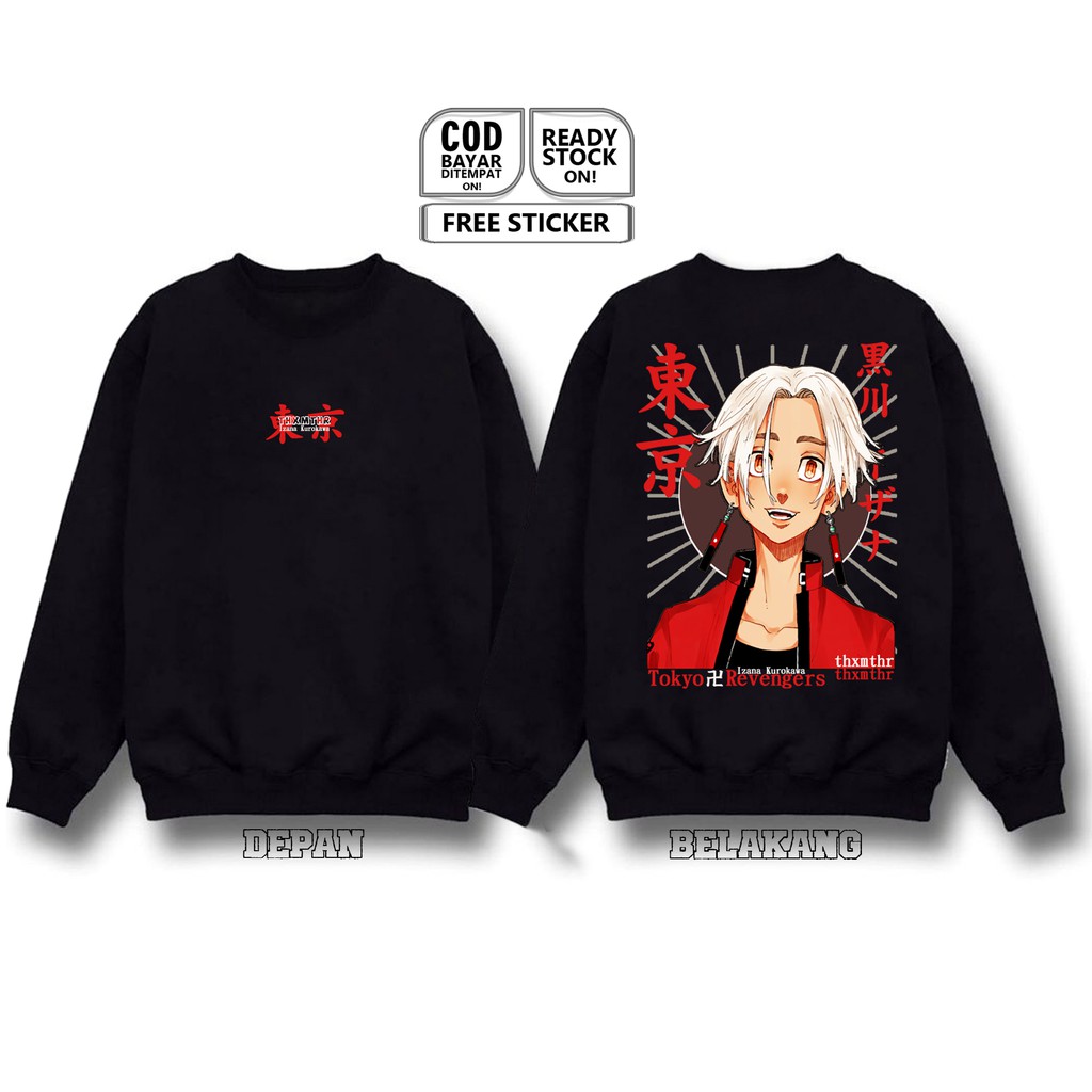 SWEATER CREWNECK IZANA KUROKAWA TOKYO REVENGERS BLACK DRAGONS TENJIKU EMMA SHINICHIRO MANJIRO SIGN