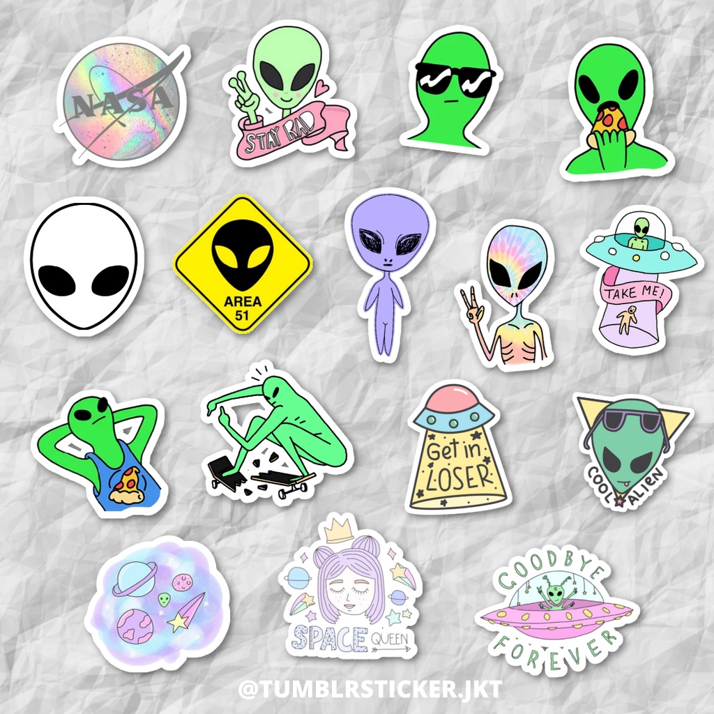 

STICKER AESTHETIC ALIEN PACK | STICKER TUMBLR LAPTOP | CUTE STICKER AESTHETIC HP JURNAL MURAH