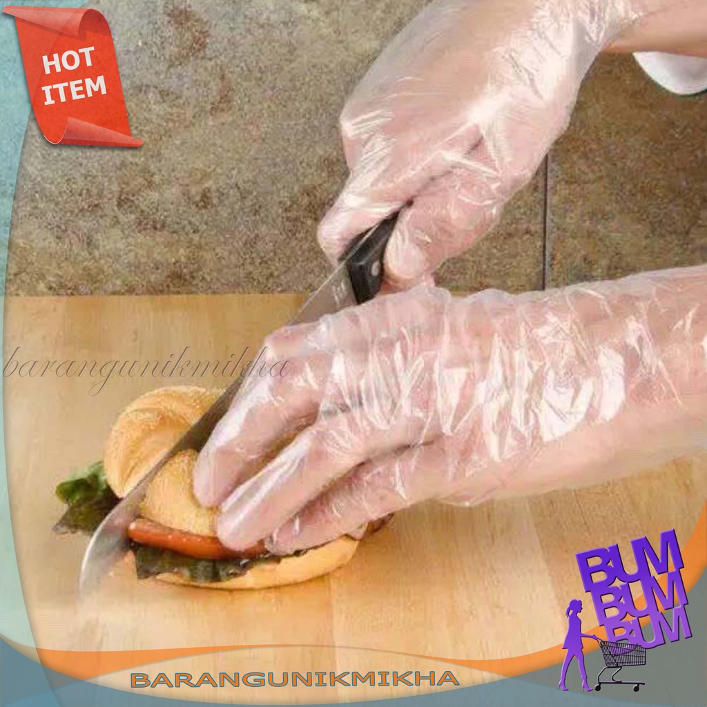 Sarung Tangan Plastik Isi 100 Pcs Disposable Gloves 100Pcs Sarung Tangan Sekali Pakai