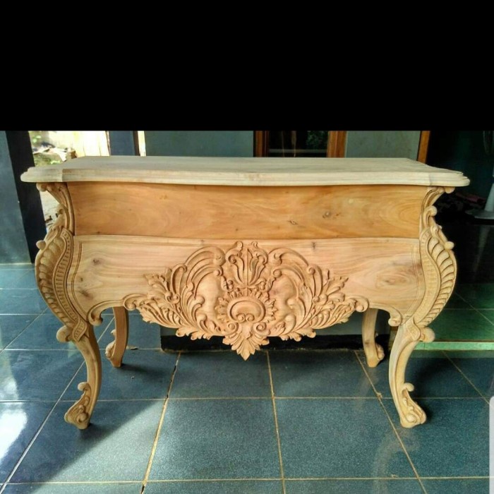 MEJA CONSULE FULL UKIR BAHAN KAYU MAHONI OVEN