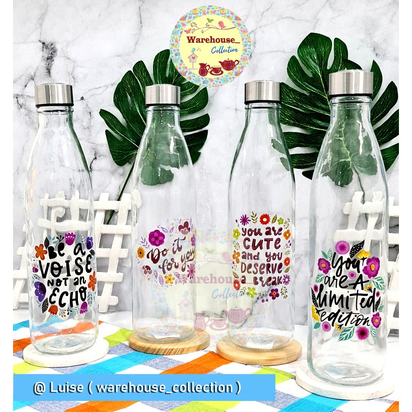 Diskon Botol Kaca Tutup Stainless Bmg 1000 Ml/ Bmg 750ml | Glass Bottle Decal/flower/polos 0J1KLuNwmEwk