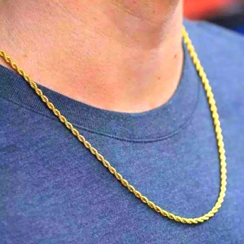 kalung titanium gold model tambang  anti karat dan anti luntur