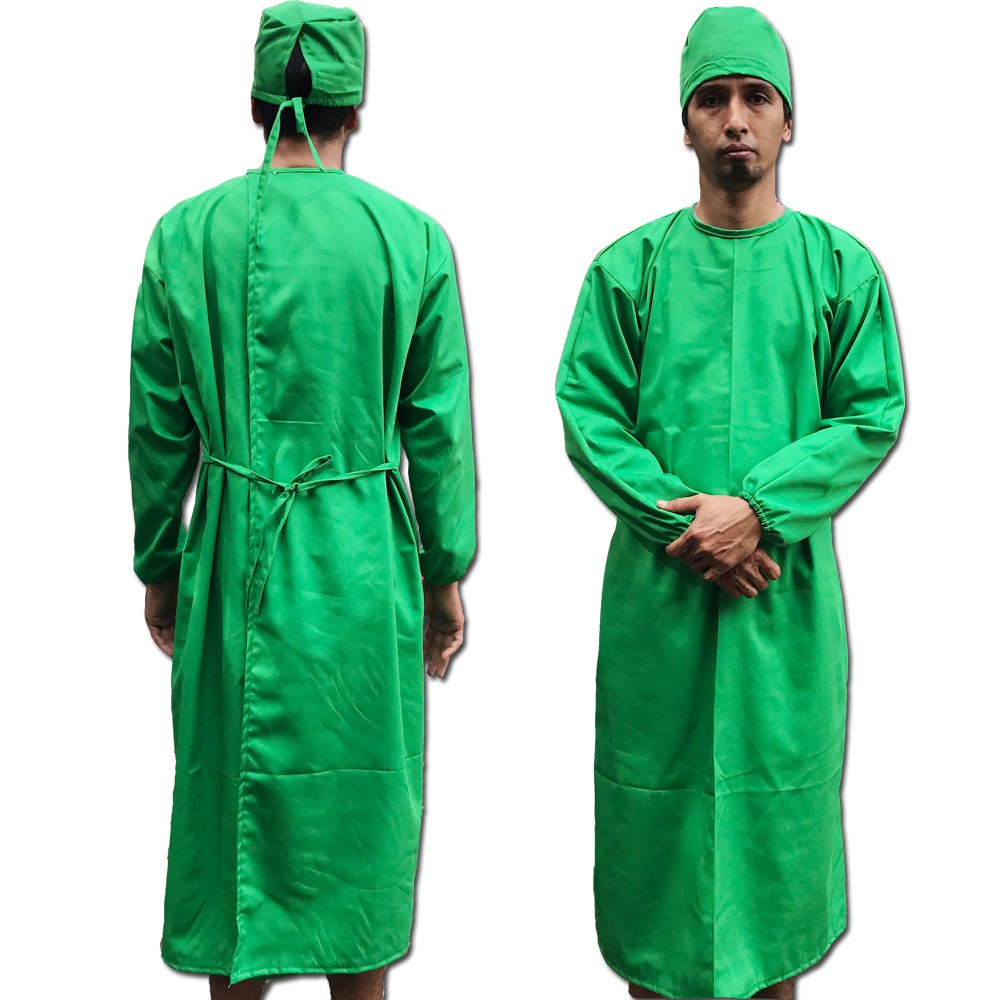 FREE POUCH  Jubah Operasi DRILL Dewasa Baju Operasi Surguical Gown Jubah Dokter
