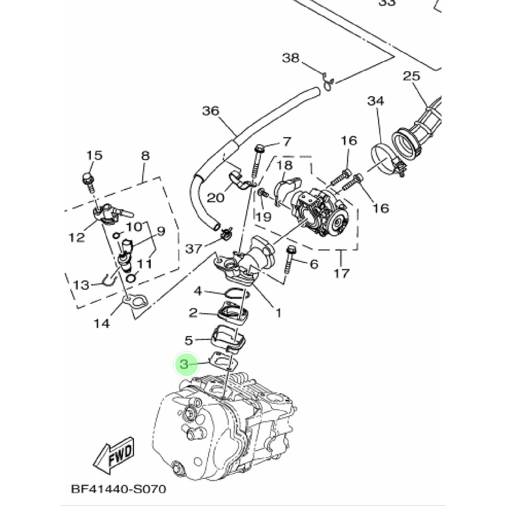 GASKET PAKING PERPAK INTEK INTAKE MANIFOL MANIPUL SOUL GT MIO M3 S Z FINO XRIDE 125 ORI 2PH-E3556-10